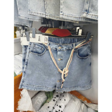 7068# голубые женские джинсовые шорты-юбка(Derun, стрейч, 6 ед, размеры батал: 31-38) выдача на следующий день Derun