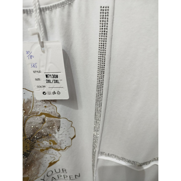 7130# микс цветов женская футболка (хлопок, 20 ед, размеры батал: 2XL/3XL универсальный) выдача на следующий день Kiss me