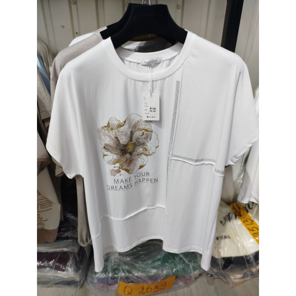 7130# микс цветов женская футболка (хлопок, 20 ед, размеры батал: 2XL/3XL универсальный) выдача на следующий день Kiss me