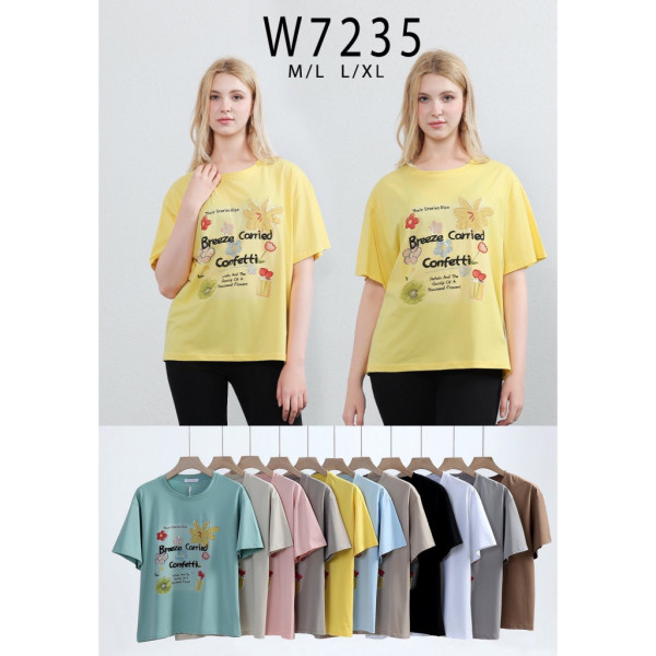 7235 # микс цветов женская футболка (10 ед, размеры норма: M-XL) выдача на следующий день Kiss me
