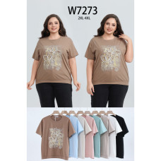 7273 # микс цветов женская футболка (10 ед, размеры батал: 2XL-4XL) выдача на следующий день Kiss me