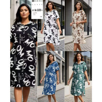 8328# выбор цвета женское платье (BASE, штапель, 5 ед, размеры батал: 2XL-6XL) выдача на следующий день Base