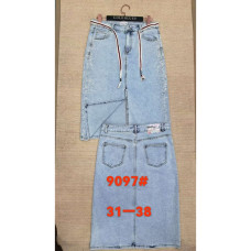 9097# голубая женсикая джинсовая юбка (Lanlaniee, стрейч коттон, 6 ед, размеры батал: 31-38) выдача на следующий день LANLANIEE