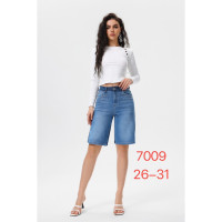 7009-2# синие женские джинсовые шорты с камнями (New Jeans, 6 ед, размеры норма: 26-31) выдача на следующий день Шорты