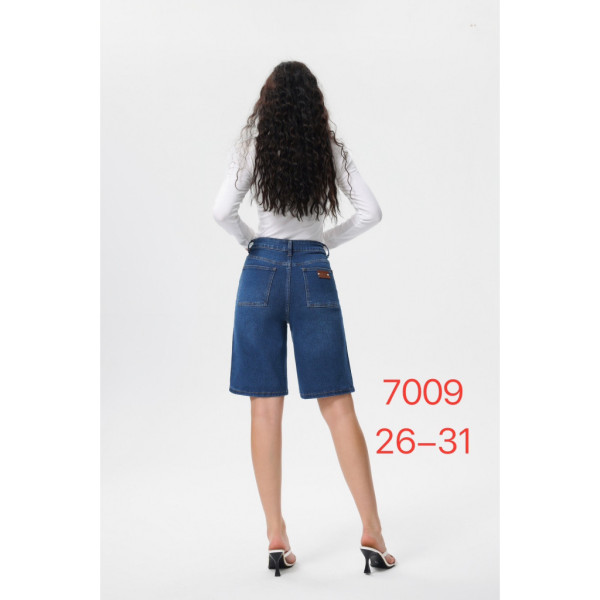 7009-2# синие женские джинсовые шорты с камнями (New Jeans, 6 ед, размеры норма: 26-31) выдача на следующий день Шорты