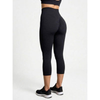 3111-2 черные женские лосины (рубчик, с ефектом PUSH-UP. 4 ед. размеры на бирке L/XL соответствуют нерме S/2XL) Лосины