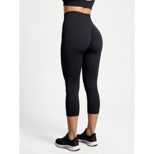 3111-2 черные женские лосины (рубчик, с ефектом PUSH-UP. 4 ед. размеры на бирке L/XL соответствуют нерме S/2XL) Лосины