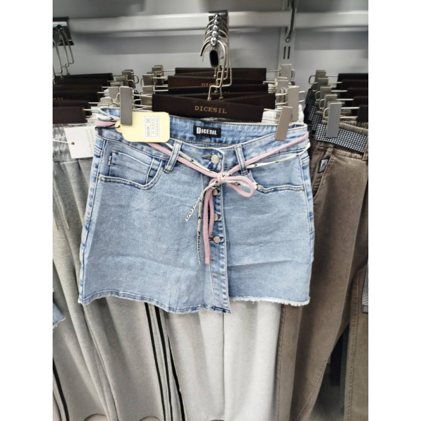 6019# голубые женские джинсовые шорты-юбка (стрейч коттон, 6 ед, размеры батал: 30-36) выдача на следующий день Шорты
