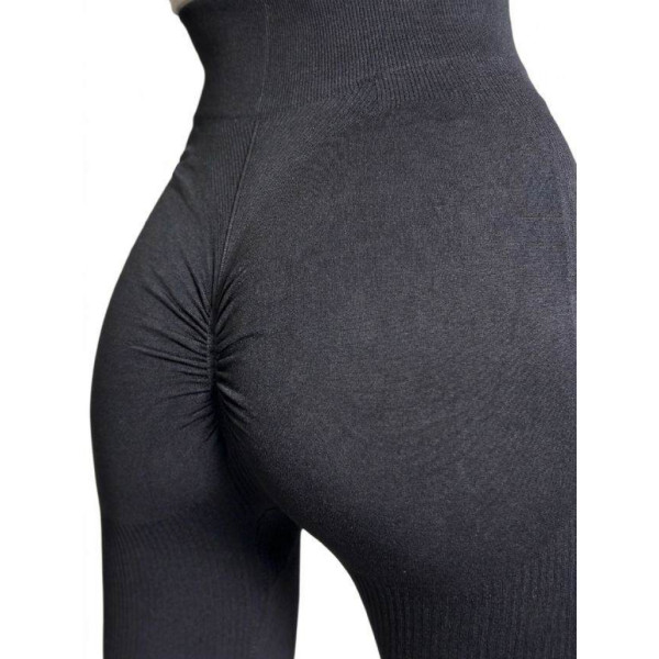 3111-2 черные женские лосины (рубчик, с ефектом PUSH-UP. 4 ед. размеры на бирке L/XL соответствуют нерме S/2XL) Лосины