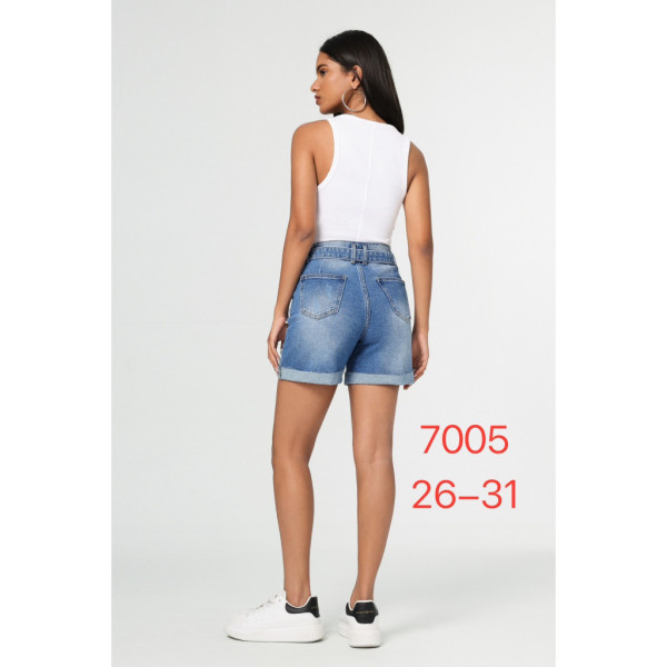 7005# голубые женские джинсовые шорты с камнями (New Jeans, 6 ед, размеры норма: 26-31) выдача на следующий день Шорты