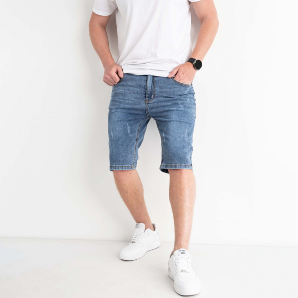 0815-5 / голубые мужские джинсовые шорты (New Jeans, стрейчевые, 5 ед. размеры норма: 29, 30, 31, 32, 38) Шорты
