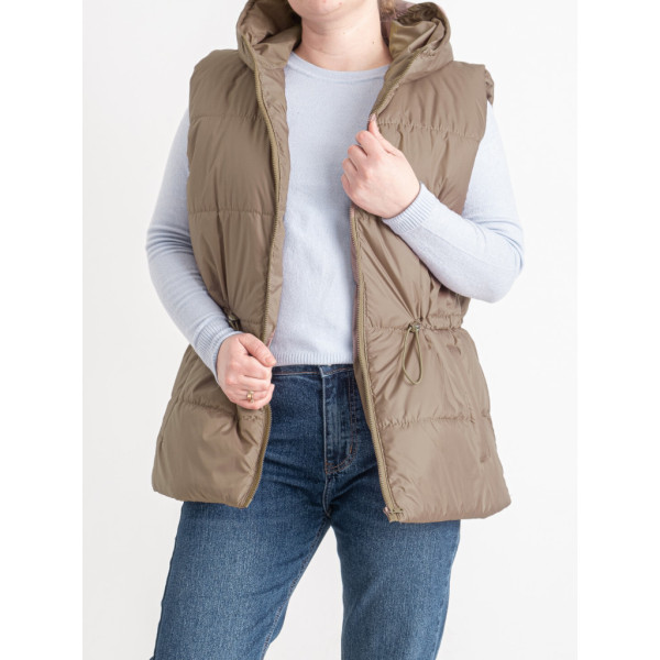 0751-3 мокко жіноча жилетка (5'TH AVENUE, синтепон, капюшон, 3 од. розміри напівбатал: 48. 50. 52) 5`th Avenue