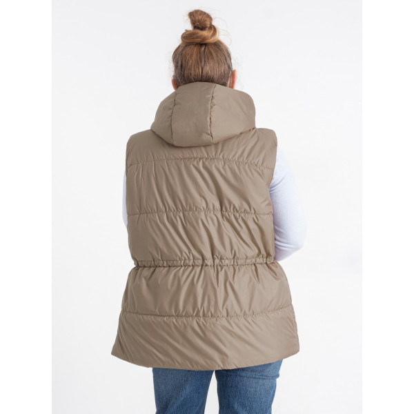 0751-3 мокко жіноча жилетка (5'TH AVENUE, синтепон, капюшон, 3 од. розміри напівбатал: 48. 50. 52) 5`th Avenue
