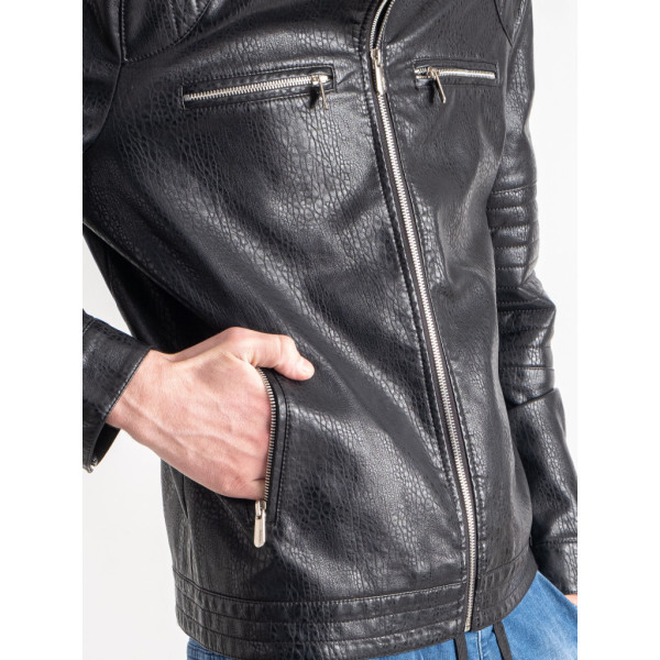 0916-1* черная мужская куртка (экокожа, 7 ед. размеры полубатал: 48. 50. 52. 54. 56. 58) выдача на следующий день Куртка