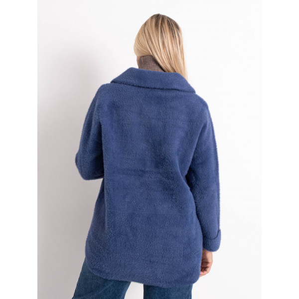 0562-42 голубой женский кардиган (шерсть альпаки, на пуговицах, 1 ед. универсальный полубатальный размер: 46-52) Кардиган