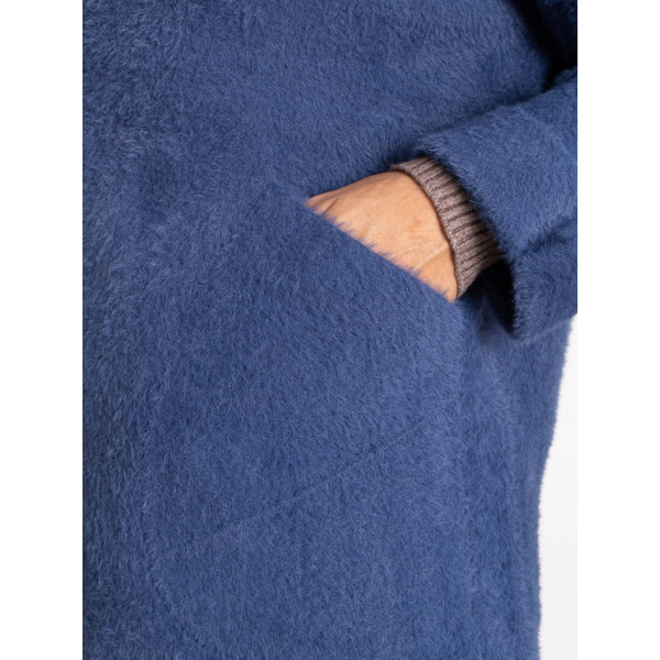 0562-42 голубой женский кардиган (шерсть альпаки, на пуговицах, 1 ед. универсальный полубатальный размер: 46-52) Кардиган