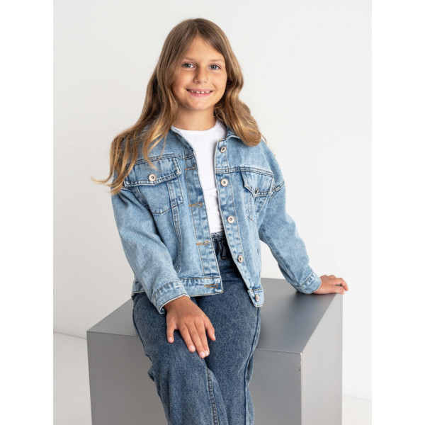 0921-6C4 голубая подростковая джинсовая куртка (MODA, на 9-11 лет, 4 ед. размеры на бирках: 130. 130. 140. 150) Moda