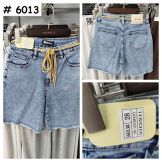 6013# голубые женские джинсовые шорты (стрейч-коттон, 6 ед. размеры полубатал: 28-33) выдача на следующий день Шорты