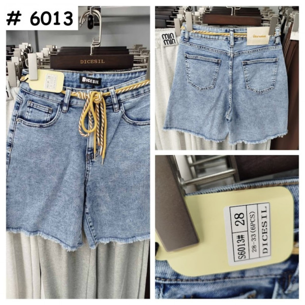 6013# голубые женские джинсовые шорты (стрейч-коттон, 6 ед. размеры полубатал: 28-33) выдача на следующий день Шорты