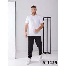 1125# черные мужские спортивные штаны (хлопок, двунитка, 7 ед, размеры полубатал: L-3XL) выдача на следующий день Спортивные штаны