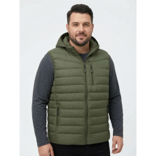 0207-27 зелена чоловіча жилетка (синтепон, з капюшоном, 5од, розміри на бірках, 5XL. 6XL. 7XL. 8XL. 9XL, відповідають баталу: 2XL. 3XL. 4XL. 5XL. 6XL) Жилетка