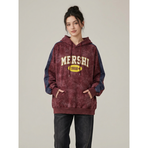 2903-5 бордовый женский батник (двухнитка, варка, с капюшоном , 1 ед, универсальный размер норма : M/XL) Батник