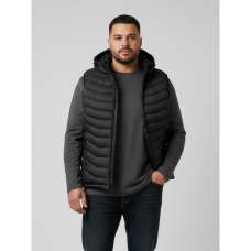 25009-1 чорна чоловіча жилетка (синтепон, кишеня на змійці, 5 од. розміри напівбатал: 2XL. 3XL. 4XL. 5XL. 6XL) Жилетка