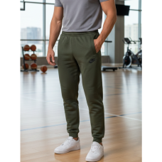 7260-71 оливковые мужские спортивные штаны (двухнитка, скрытый карман на змейке, манжет рибана, логотип вышивка, 5ед, размеры норма: 46, 48, 50,52, 54) Спортивные штаны