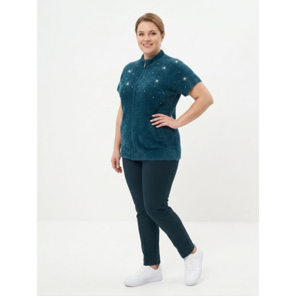 Жіночий кардиган з камінням бірюзовий (1164664)
