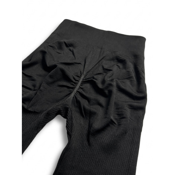 3111-2 черные женские лосины (рубчик, с ефектом PUSH-UP. 4 ед. размеры на бирке L/XL соответствуют нерме S/2XL) Лосины