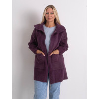 0565-34 фиолетовый женский кардиган (шерсть альпаки, на змейке, 1 ед. универсальный полубатальный размер: 48-52) Кардиган