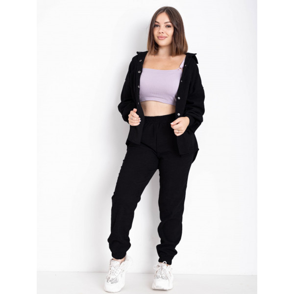 4897-1 черный женский костюм двойка (рубашка + штаны) (5'TH AVENUE, микровельвет, 3 ед. размеры полубатал:48, 50. 52) 5`th Avenue