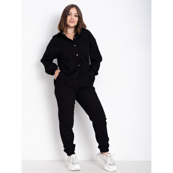 4897-1 черный женский костюм двойка (рубашка + штаны) (5'TH AVENUE, микровельвет, 3 ед. размеры полубатал:48, 50. 52) 5`th Avenue
