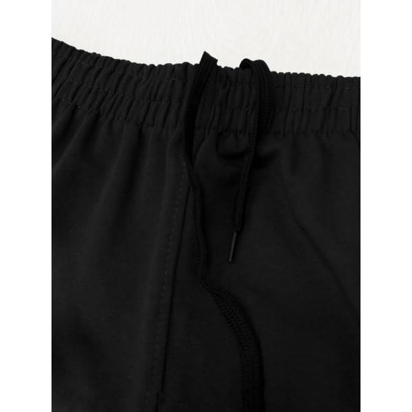 4680-1 черный мужской спортивный костюм (штаны двухнитка, скрытый карман на змейке, логотип вышивка, кофта турецкий пенье, с капюшоном, 5 ед. размеры норма: 46, 48, 50, 52, 54) Спортивный костюм