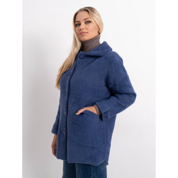 0562-42 голубой женский кардиган (шерсть альпаки, на пуговицах, 1 ед. универсальный полубатальный размер: 46-52) Кардиган