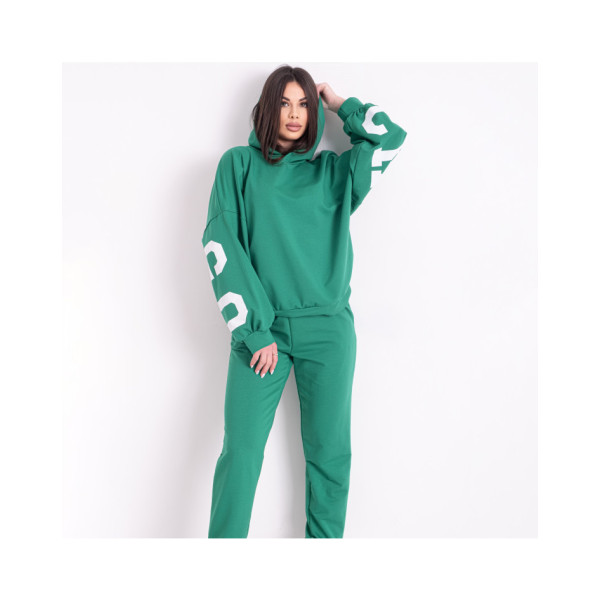 0540-7 зелений жіночий спортивний костюм (5'TH AVENUE, турецька двонитка, 3 од. розміри норма: 42. 44. 46)