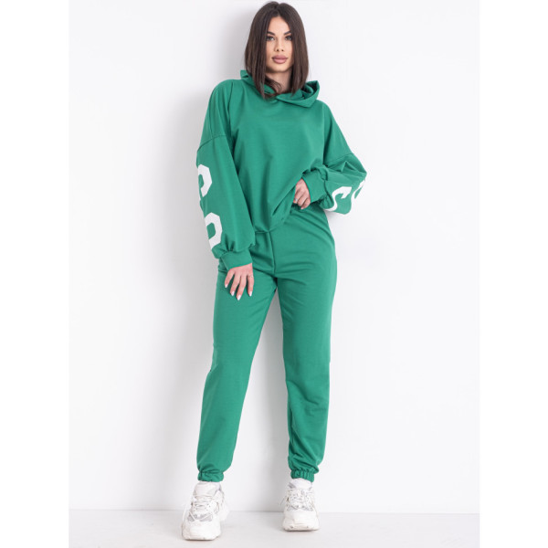 0540-7 зелений жіночий спортивний костюм (5'TH AVENUE, турецька двонитка, 3 од. розміри норма: 42. 44. 46)
