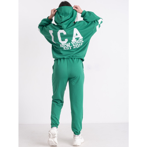 0540-7 зелений жіночий спортивний костюм (5'TH AVENUE, турецька двонитка, 3 од. розміри норма: 42. 44. 46)