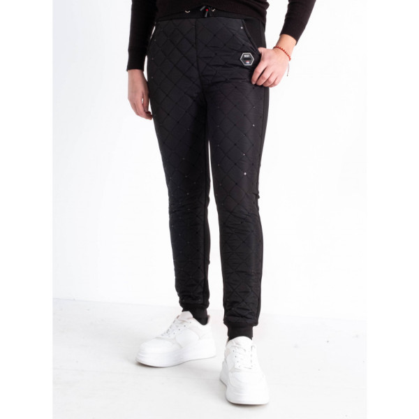 0041 чорні підліткові спортивні штани (плащівка трикотаж на флісі, 6 од. розміри підліток: 21. 22. 23. 24. 25. 26)