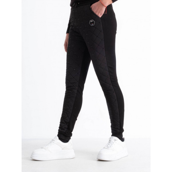 0041 чорні підліткові спортивні штани (плащівка трикотаж на флісі, 6 од. розміри підліток: 21. 22. 23. 24. 25. 26)