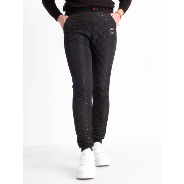 0041 чорні підліткові спортивні штани (плащівка трикотаж на флісі, 6 од. розміри підліток: 21. 22. 23. 24. 25. 26)