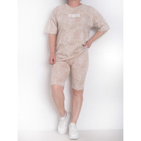 0241-2 жіночий бежевий костюм-двійка (футболка + велосипедки) (5'TH AVENUE, 3 од. розміри напівбатал: 48. 50. 52)