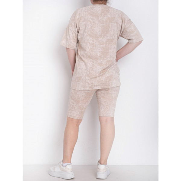 0241-2 жіночий бежевий костюм-двійка (футболка + велосипедки) (5'TH AVENUE, 3 од. розміри напівбатал: 48. 50. 52)