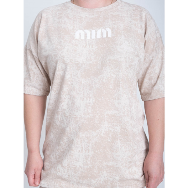 0241-2 жіночий бежевий костюм-двійка (футболка + велосипедки) (5'TH AVENUE, 3 од. розміри напівбатал: 48. 50. 52)