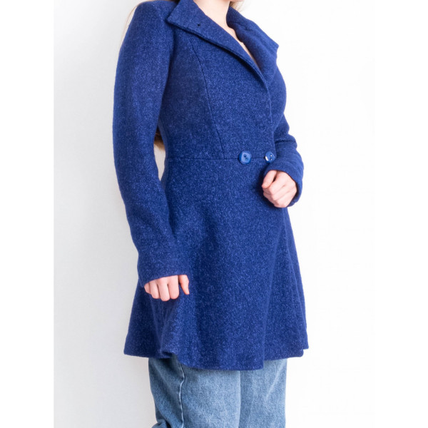 90080-2 синє жіноче драпове пальто (3 од. розміри норма: 42. 44. 46)