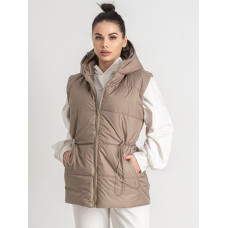 0751-32 бежева жіноча жилетка (5'TH AVENUE, синтепон, з капюшоном, 3 од. розміри напівбатал: 48. 50. 52)