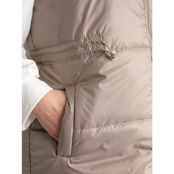 0751-32 бежева жіноча жилетка (5'TH AVENUE, синтепон, з капюшоном, 3 од. розміри напівбатал: 48. 50. 52)