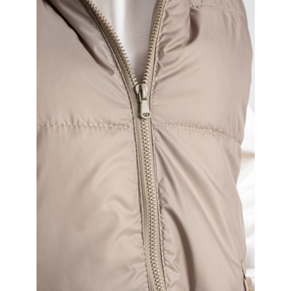 0751-32 бежева жіноча жилетка (5'TH AVENUE, синтепон, з капюшоном, 3 од. розміри напівбатал: 48. 50. 52)