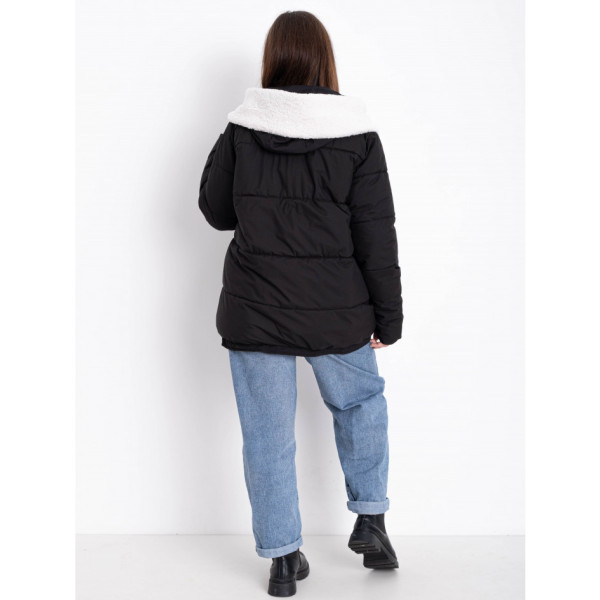 0920-1 чорна жіноча куртка на синтепоні (5 од., розміри батал: 50, 52, 54, 56, 58)