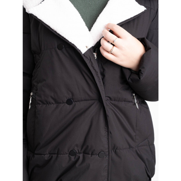 0920-1 чорна жіноча куртка на синтепоні (5 од., розміри батал: 50, 52, 54, 56, 58)